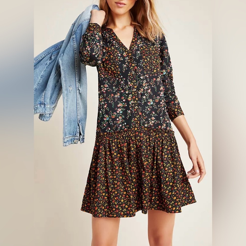 Maeve by Anthropologie Marlie Floral Tunic Dress Size 00 NWT